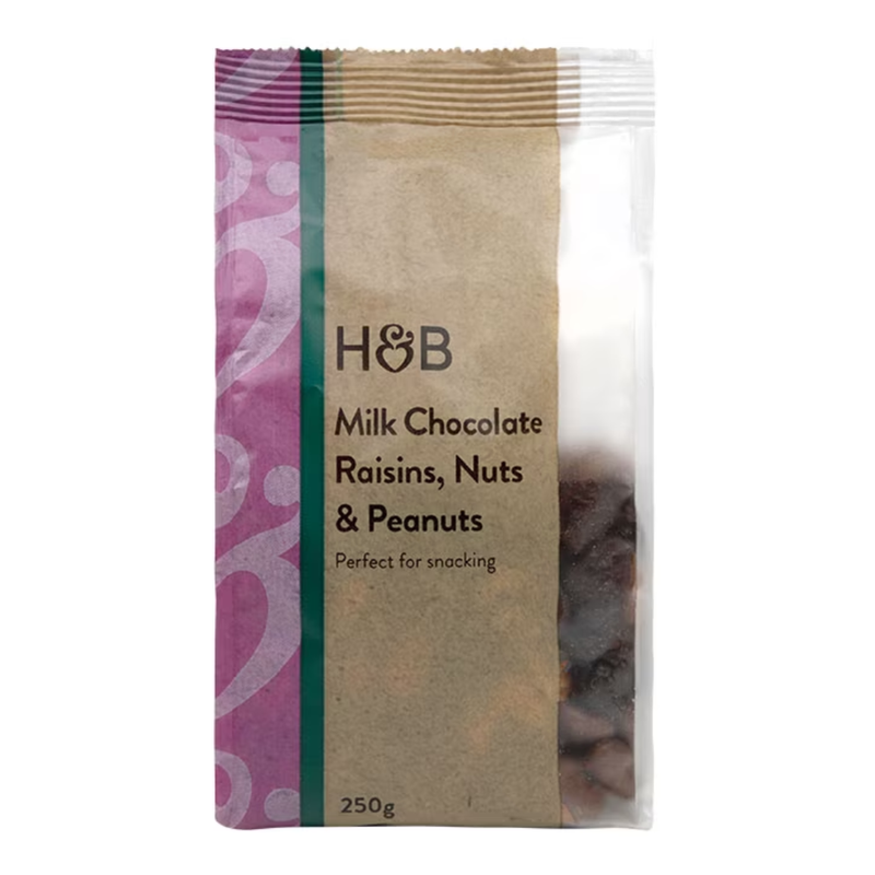 Holland & Barrett Milk Chocolate Raisins, Nuts & Peanuts 250g | London Grocery