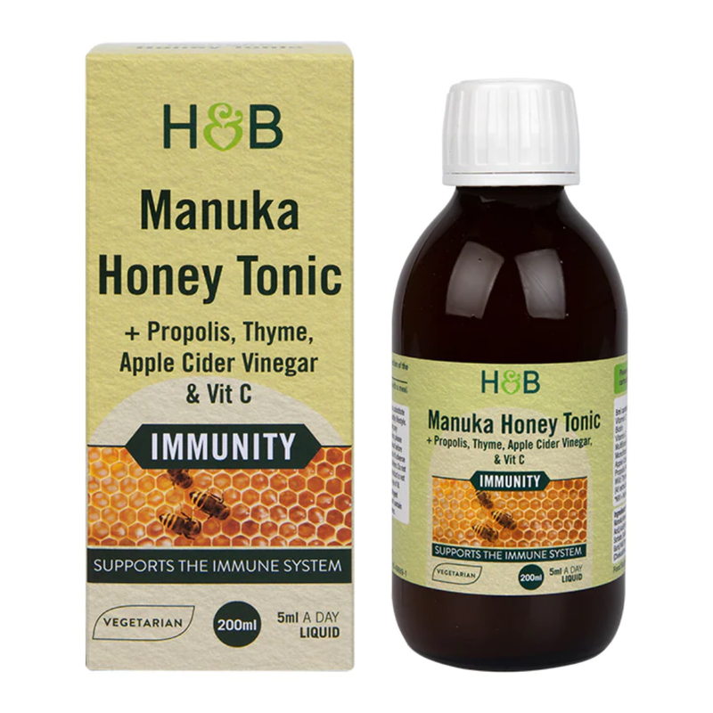 Holland & Barrett Manuka Honey Tonic + Propolis, Thyme, Apple Cider Vinegar, Vit C & Zinc 200ml Liquid | London Grocery