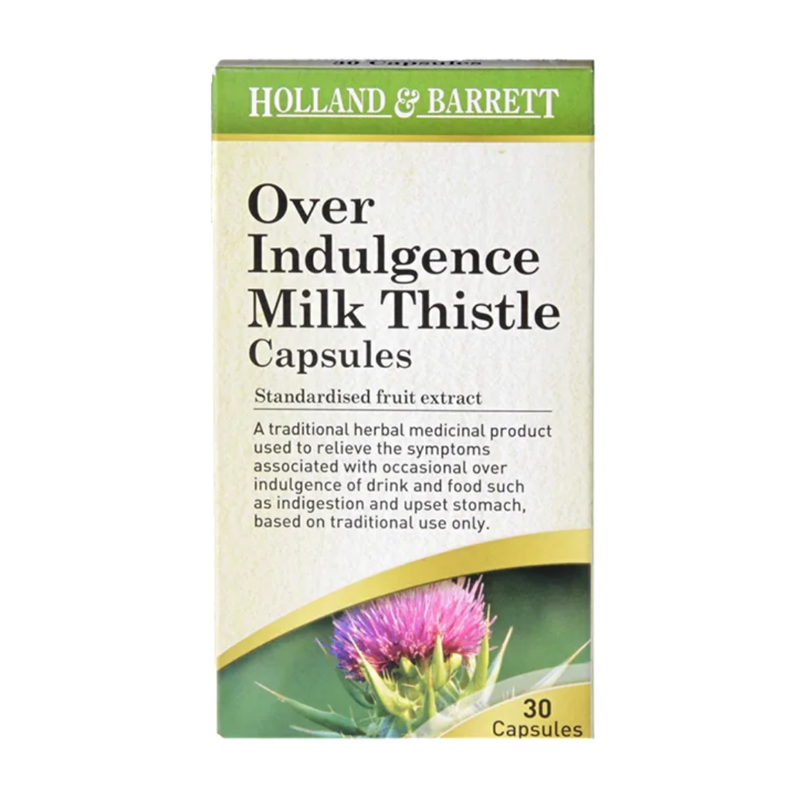 Holland & Barrett Over Indulgence Milk Thistle 30 Capsules | London Grocery