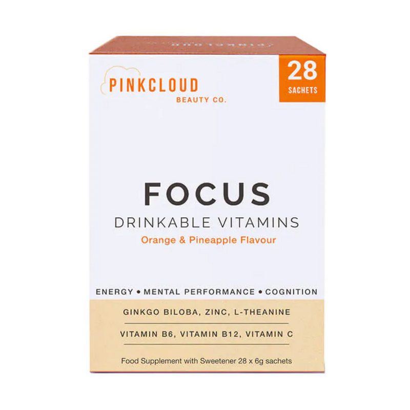 Pink Cloud Focus Drinkable Vitamins Orange & Pineapple 28 Sachets | London Grocery