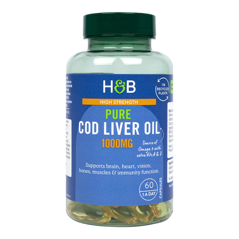 Holland & Barrett Pure Cod Liver Oil 1000mg 60 Capsules | London Grocery