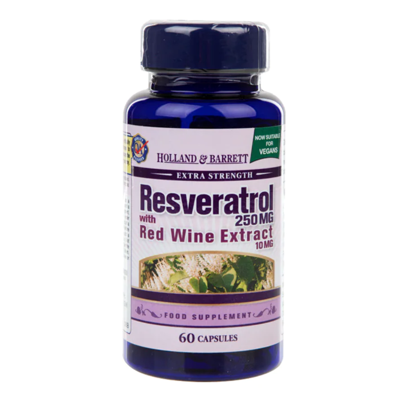 Holland & Barrett Resveratrol 250mg with Red Wine Extract 10mg 60 capsules | London Grocery