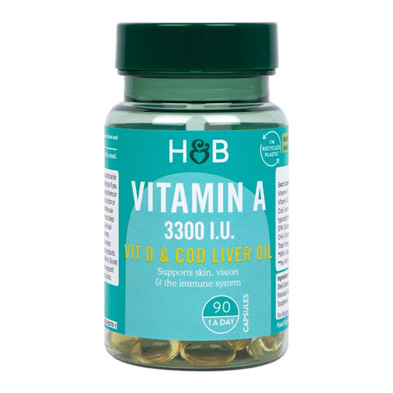 Holland & Barrett Vitamin A 3330IU + Vit D & Cod Liver Oil 90 Capsules | London Grocery