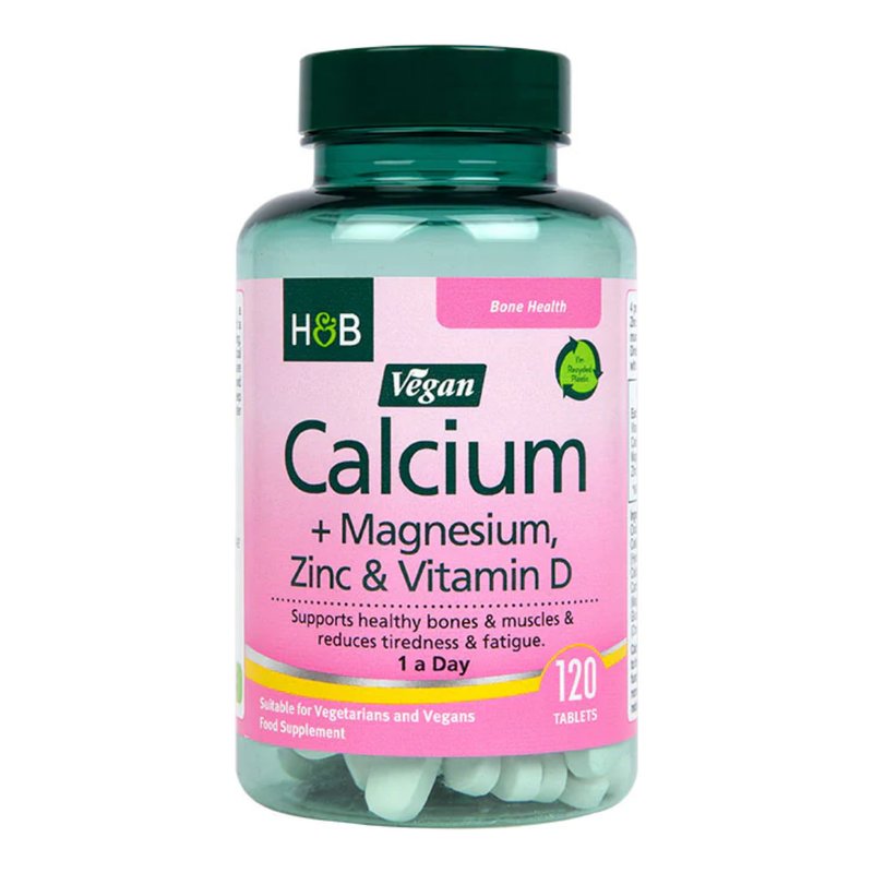 Holland & Barrett Vegan Calcium Magnesium Vitamin D & Zinc 120 Tablets | London Grocery