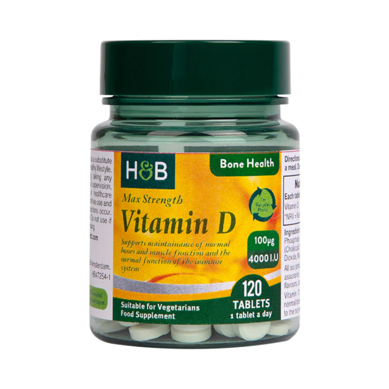 Holland & Barrett Vitamin D 4000 I.U. 100ug 120 Tablets | London Grocery