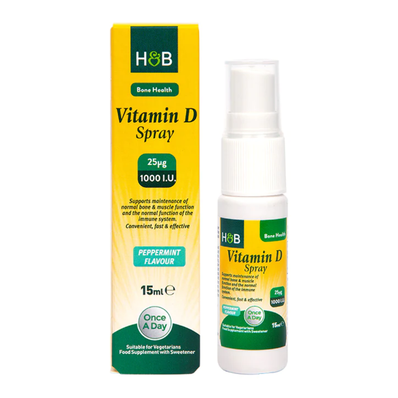 Holland & Barrett Vitamin D Spray 1000 I.U 25ug Peppermint Flavour 15ml | London Grocery