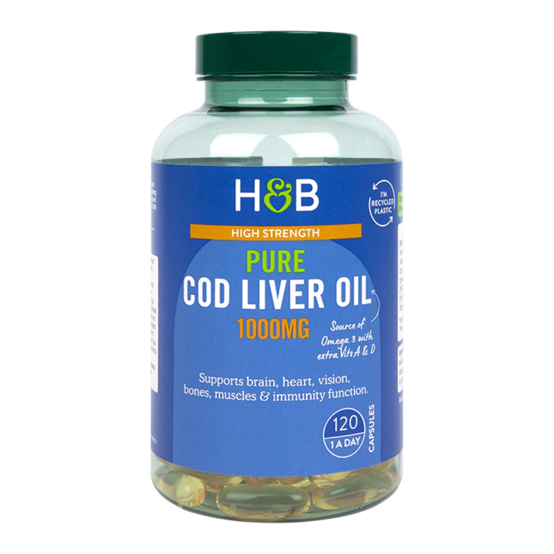 Holland & Barrett Pure Cod Liver Oil 1000mg 120 Capsules | London Grocery