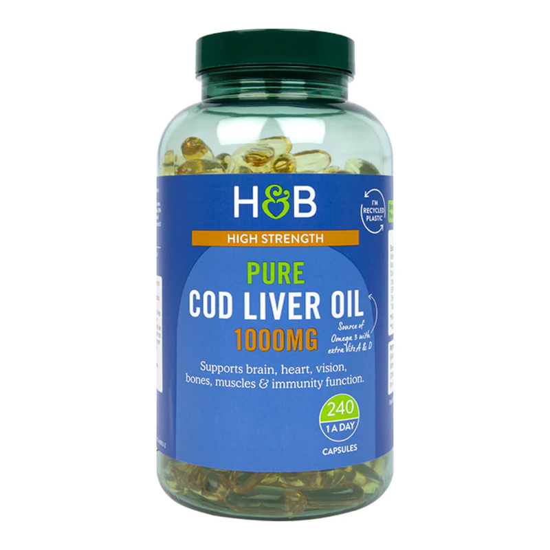 Holland & Barrett Pure Cod Liver Oil 1000mg 240 Capsules | London Grocery