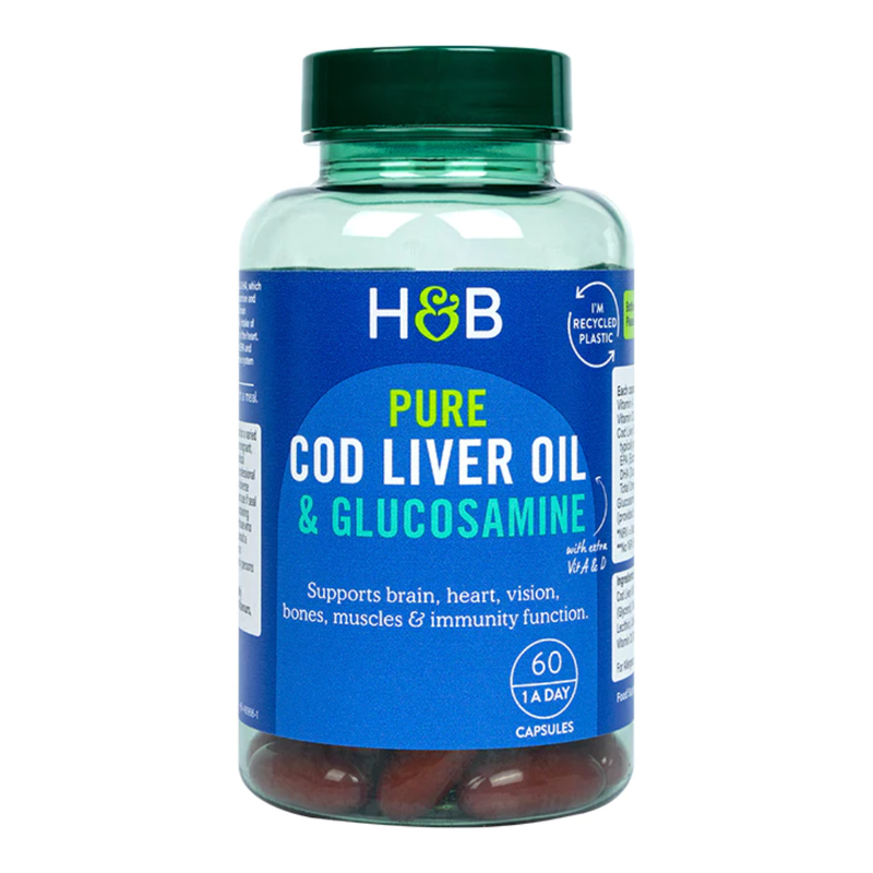 Holland & Barrett Pure Cod Liver Oil & Glucosamine 500mg 60 Capsules | London Grocery