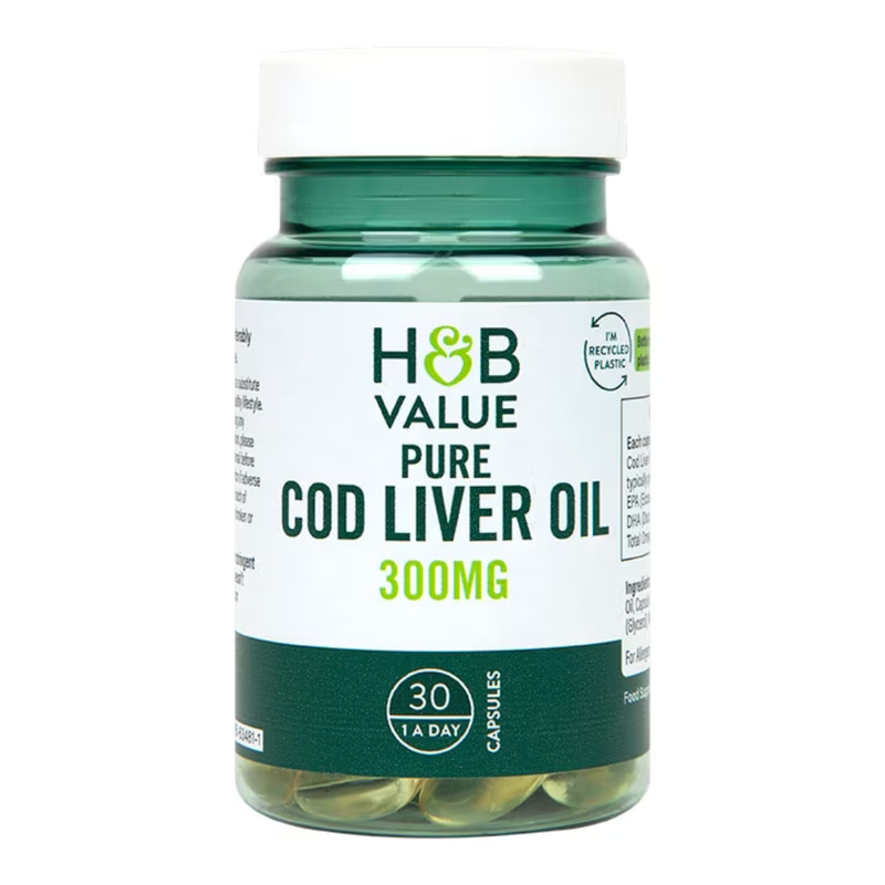 H&B Value Pure Cod Liver Oil 300mg 30 Capsules | London Grocery