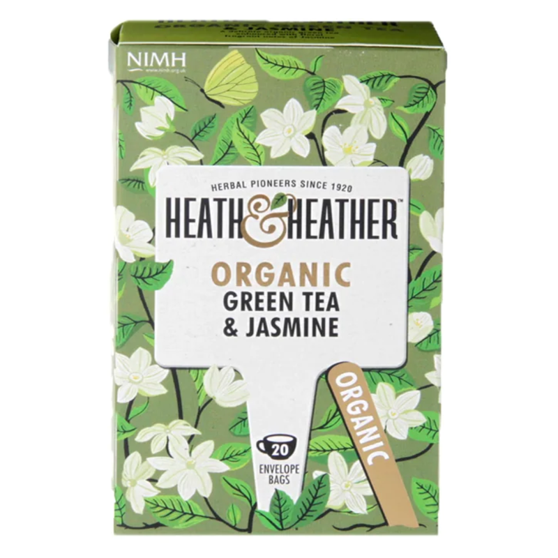 Heath & Heather Organic Green Tea & Jasmine 20 Tea Bags | London Grocery