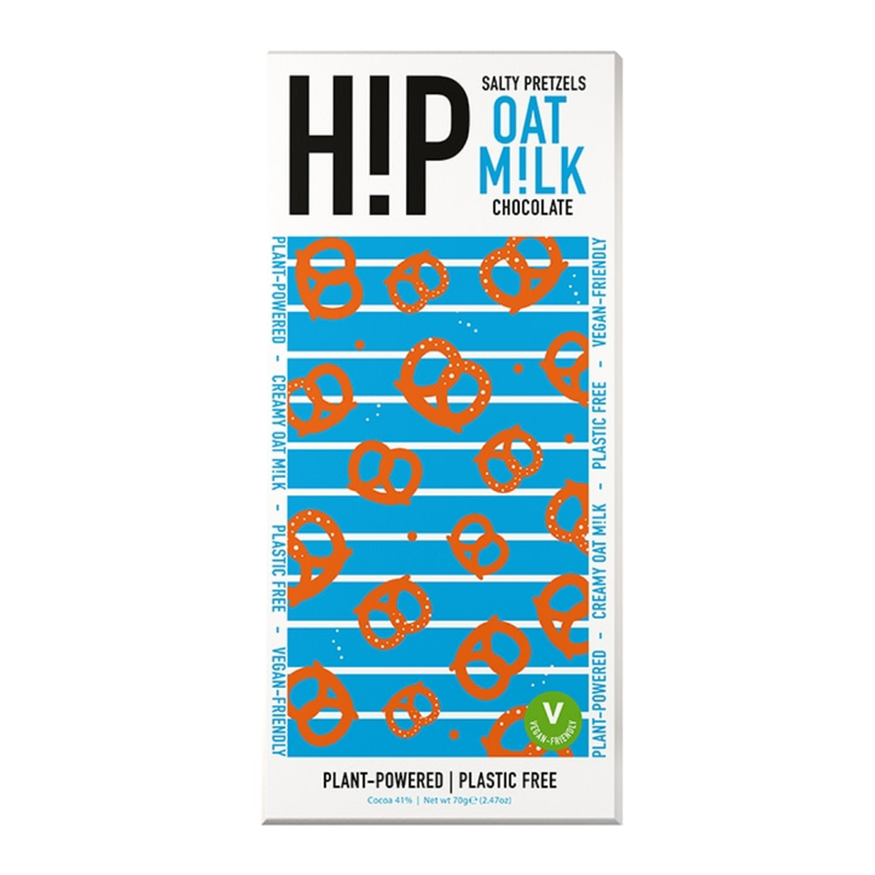 HiP Chocolate Salty Pretzels Oat Milk Chocolate 70g | London Grocery