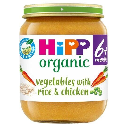 Hipp 4 Month Organic Vegetable And Rice With Chicken 125gr Jar-London Grocery