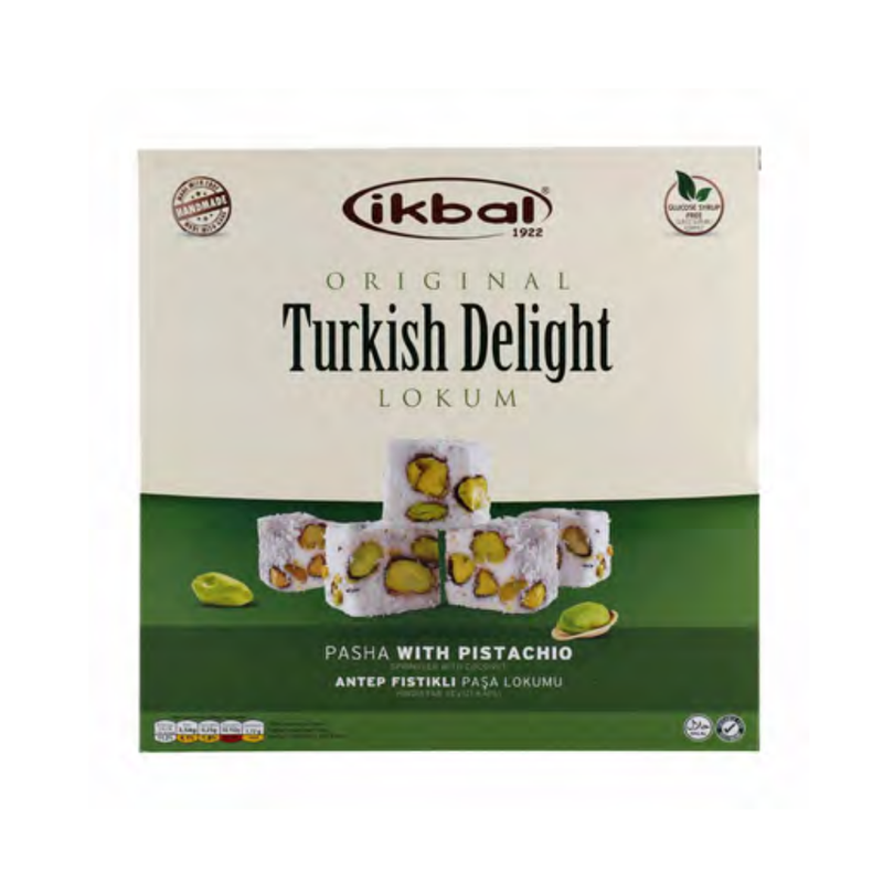 IKBAL Turkish Delight - Double Roasted with Pistachio 350g-London Grocery