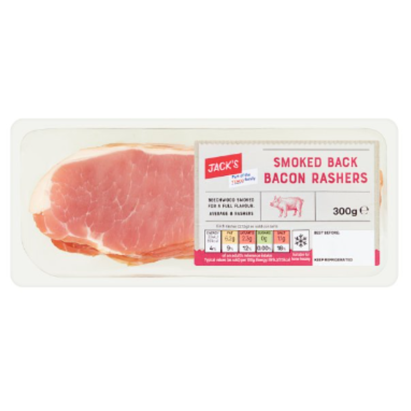 Jack's Smoked Back Bacon Rashers 300g x 1 Pack | London Grocery