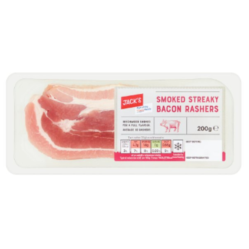 Jack's Smoked Streaky Bacon Rashers 200g x 1 Pack | London Grocery