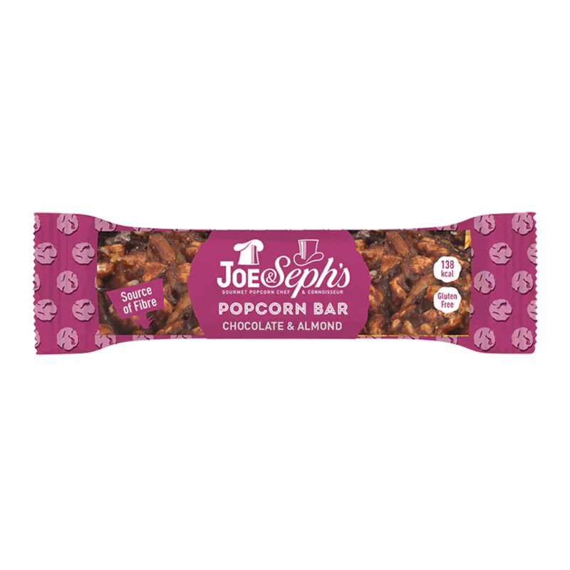 Joe & Sephs Popcorn Bar with Caramel, Belgian Chocolate & Almonds 27g | London Grocery