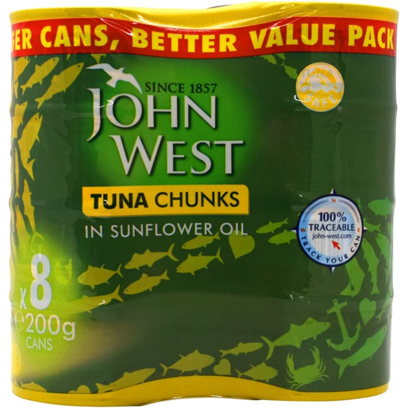 John West Tuna Chunks in Sunflower Oil 8 x 200g | London Grocery