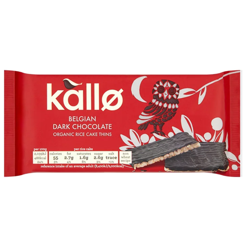 Kallo Organic Dark Chocolate Rice Cakes Thins 90g | London Grocery