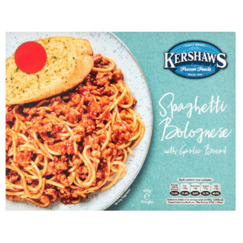 Kershaws Spaghetti Bolognese with Garlic Bread 400g x 12 Packs | London Grocery