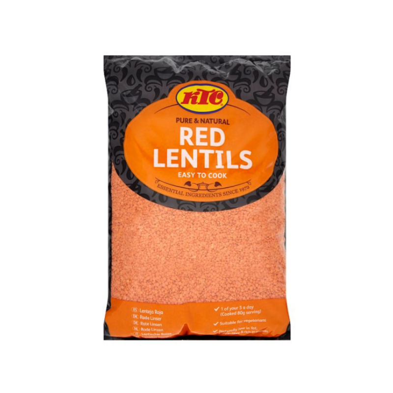 KTC Pure & Natural Red Lentils 5kg x 3 cases  - London Grocery
