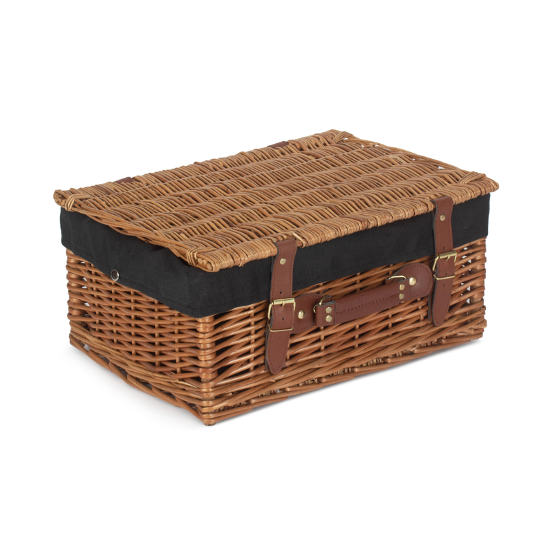 16" Light Steamed Hamper With Black Lining | London Grocery