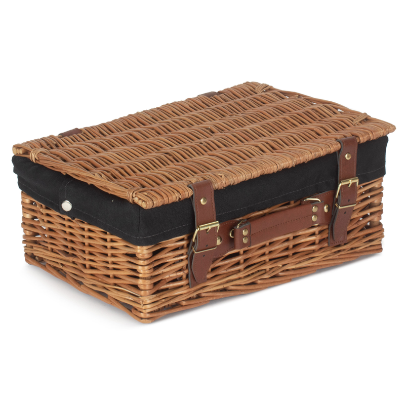 14" Light Steamed Hamper With Black Lining | London Grocery