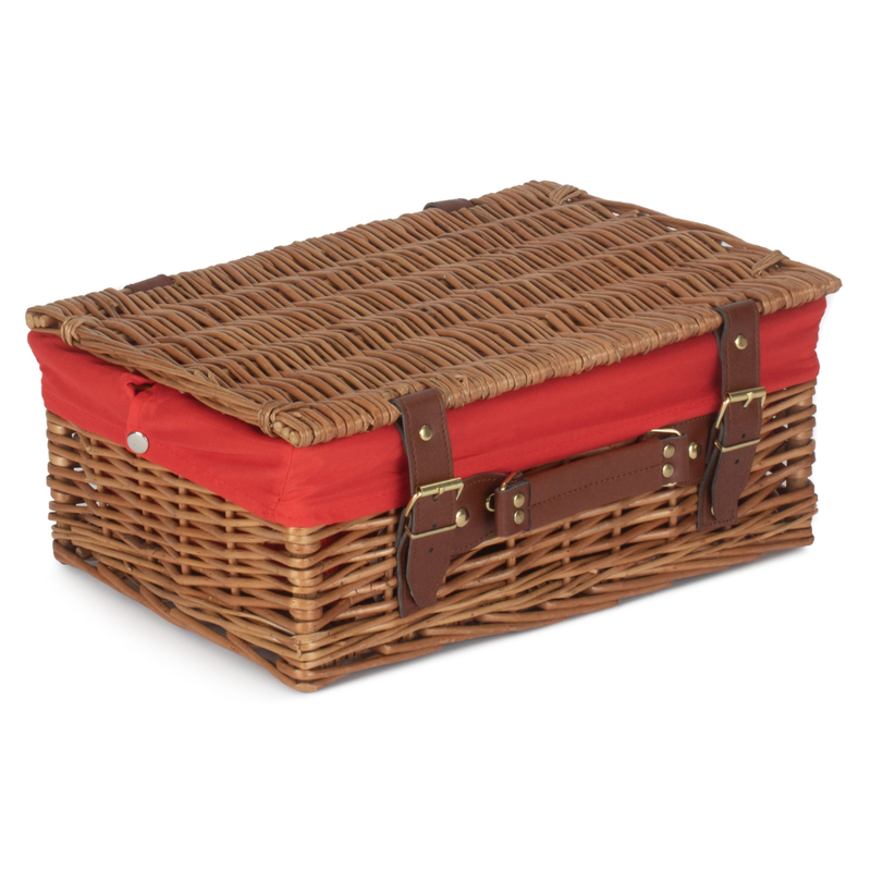14" Light Steamed Hamper With Red Lining | London Grocery