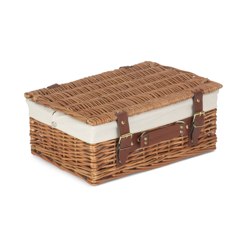 14" Light Steamed Hamper With White Lining | London Grocery