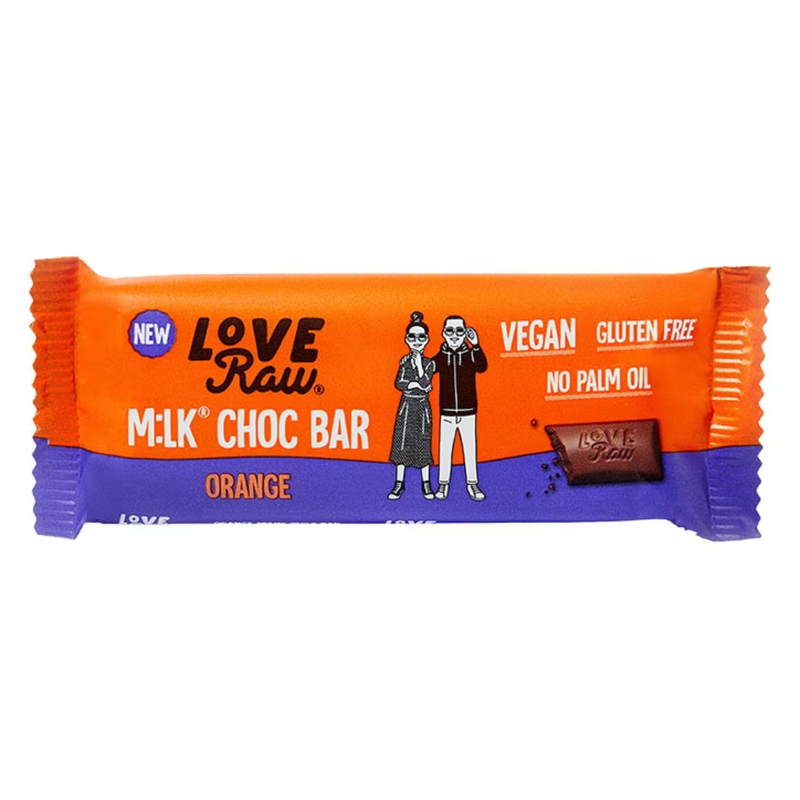 Love Raw M:lk Chocolate Bar Orange 30g | London Grocery