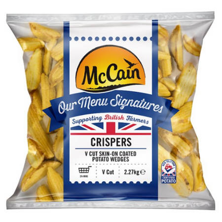 McCain Our Menu Signatures Crispers V Cut Skin-On Coated Potato Wedges 2.27kg x 1 Packs | London Grocery