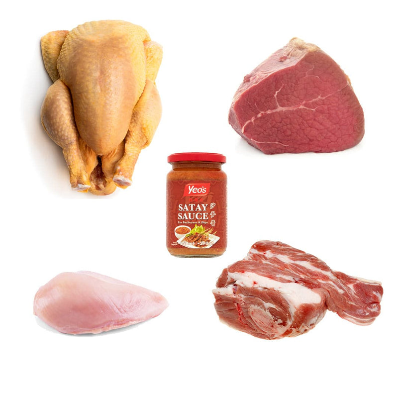 Halal Meat and Sauce Combo Box | Silverside Joint | Chicken Breast Fillet | Poussin Whole | Lamb Shoulder Joint | YEO'S Sauce  | London Grocery