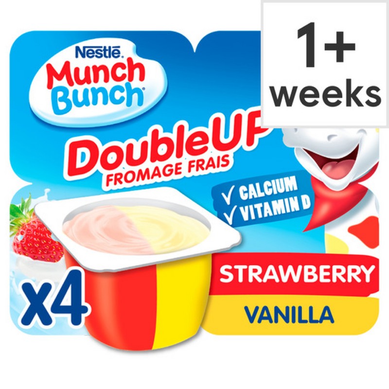 Munch Bunch Double Up Strawberry & Vanilla Yogurt 4X85g-London Grocery