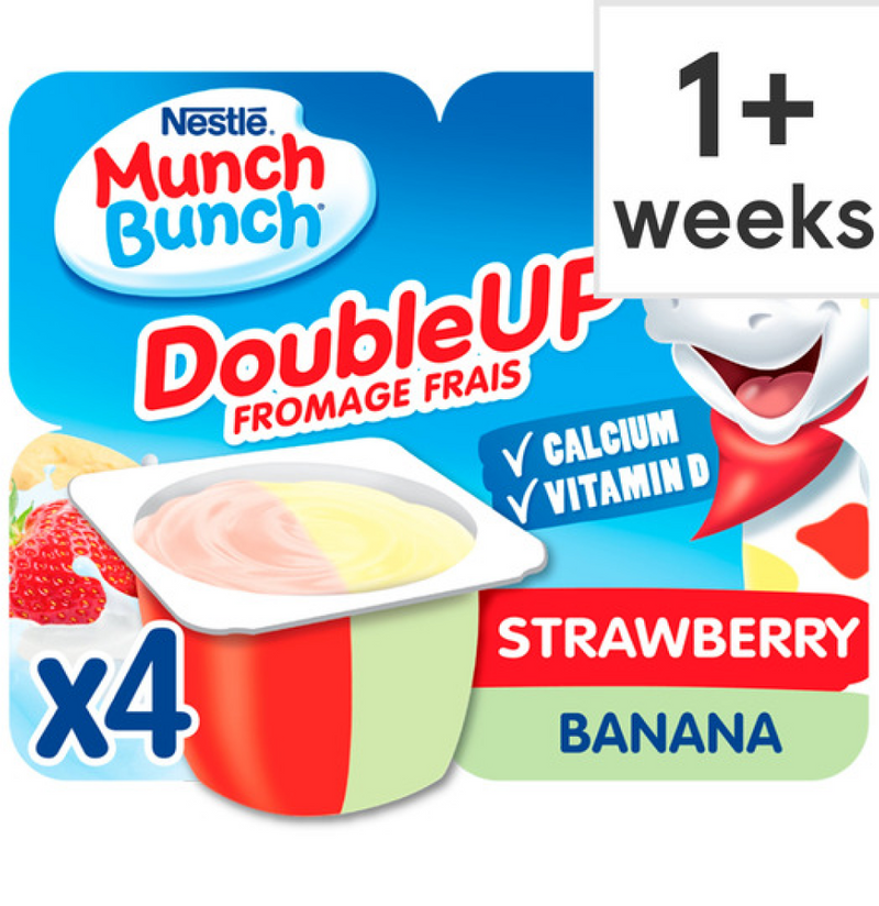 Munch Bunch Double Up Strawberry Banana Fromage Frais 4X85g-London Grocery