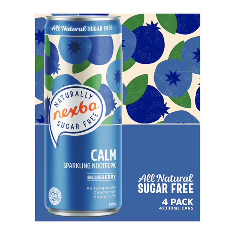 Nexba Calm Blueberry Sparkling Nootropics 4 x 330ml | London Grocery