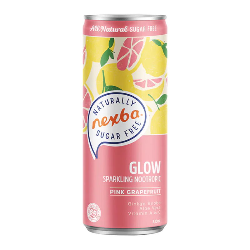 Nexba Glow Pink Grapefruit Sparkling Nootropic 330ml | London Grocery