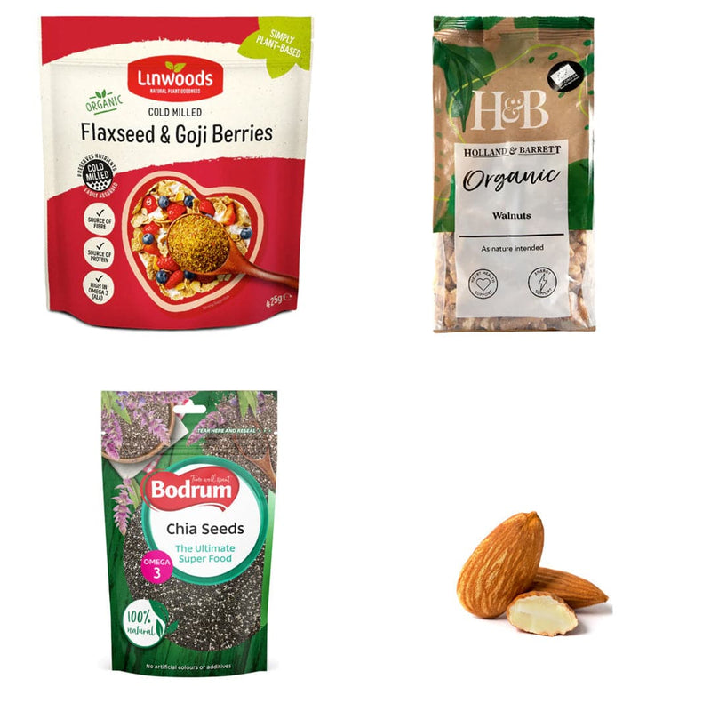 Diabetic-Friendly Nutrient-Dense Box | Almonds | Walnuts | Chia Seeds | Flaxedd & Goji Berries | London Grocery