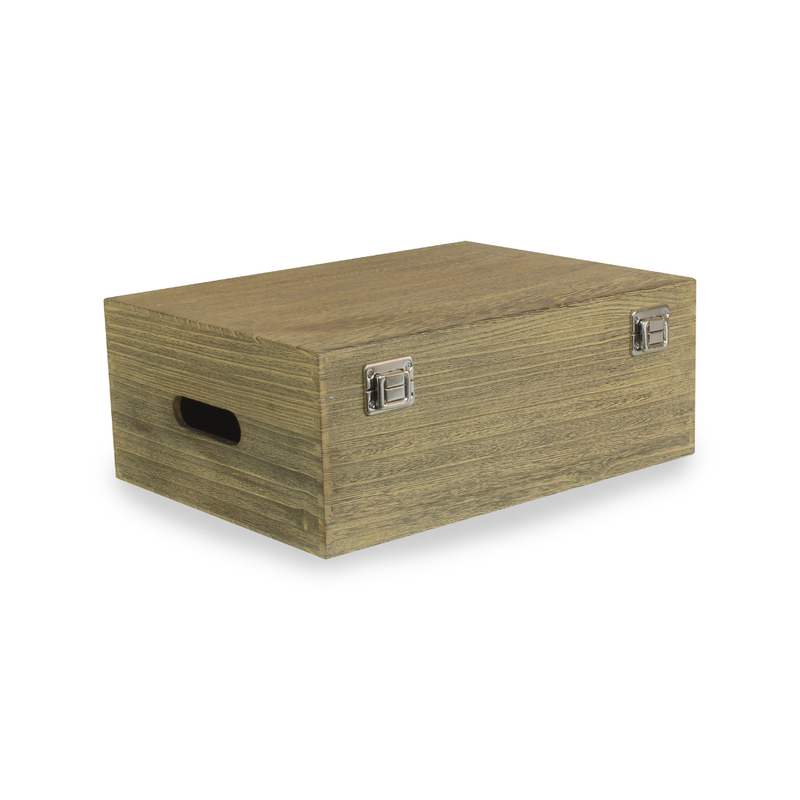14" Oak Effect Wooden Box | London Grocery