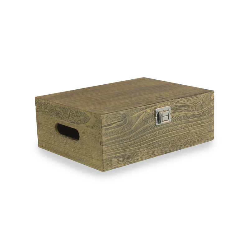 12" Oak Effect Wooden Box | London Grocery