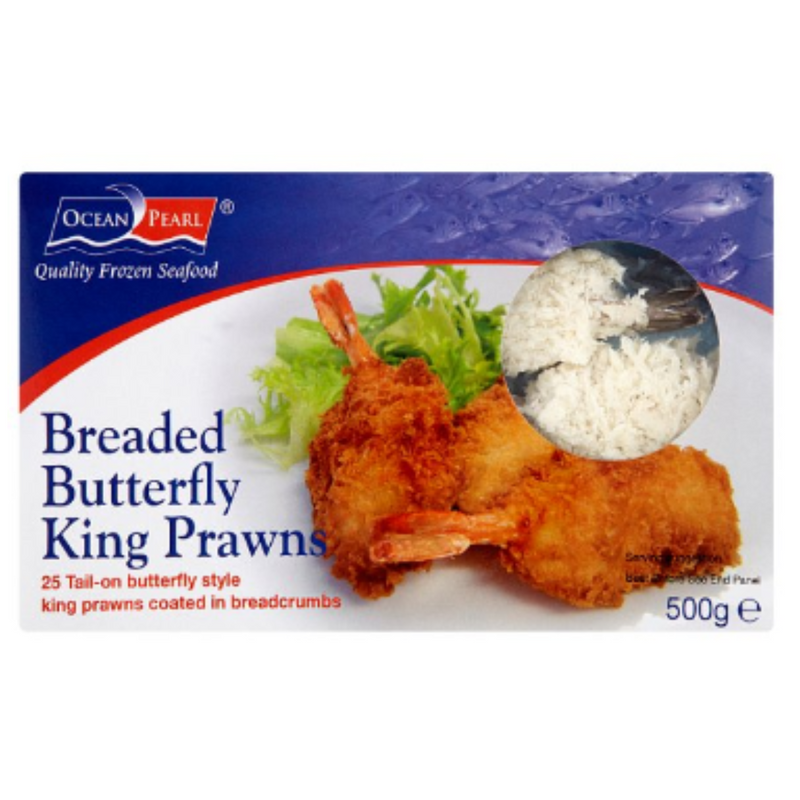 Ocean Pearl Breaded Butterfly King Prawns 500g x 10 Packs | London Grocery