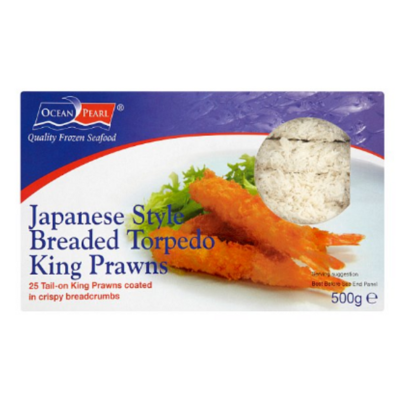 Ocean Pearl Japanese Style Breaded Torpedo King Prawns 500g x 10 Packs | London Grocery