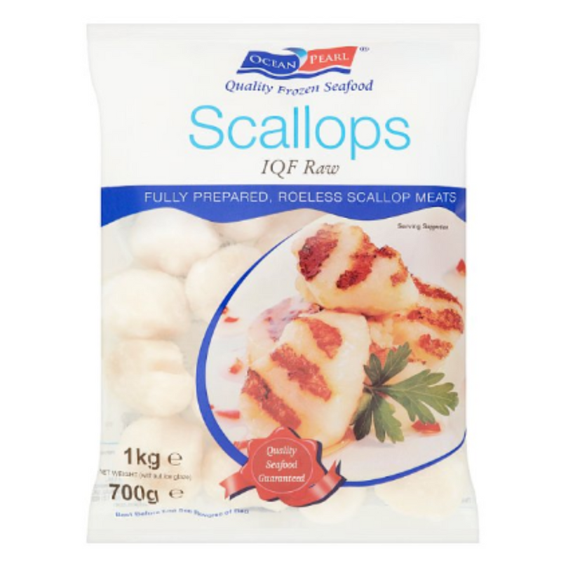 Ocean Pearl U/20 IQF Roeless Scallops 1kg x 10 Packs | London Grocery