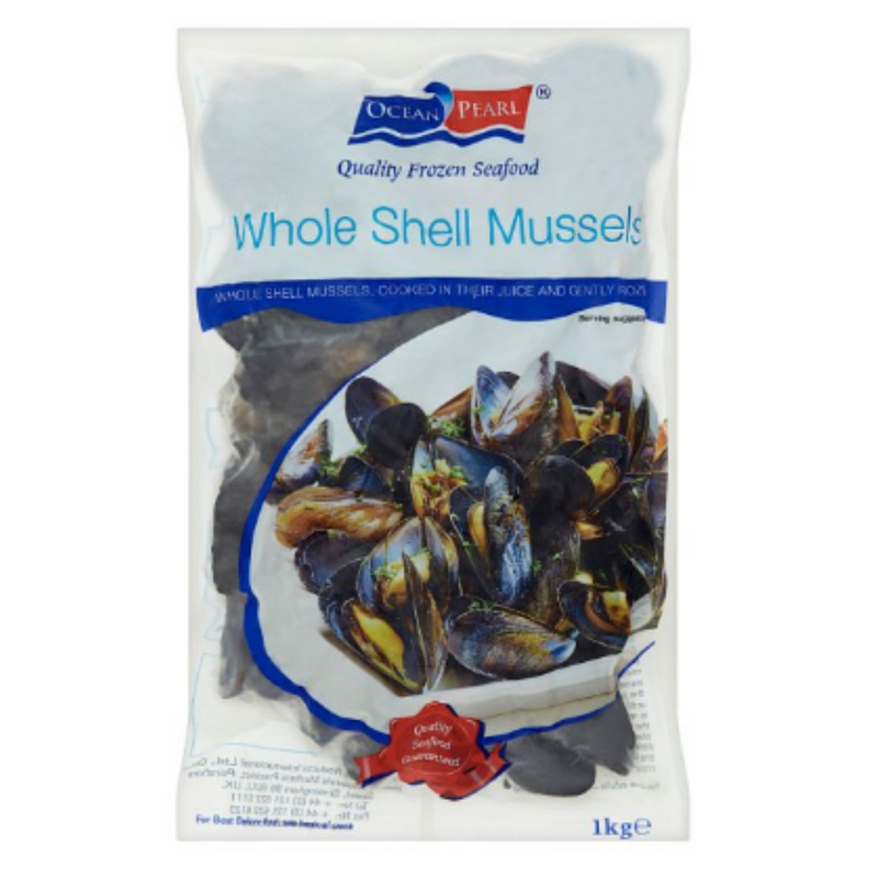 Ocean Pearl Whole Shell Mussels 1kg net x 10 Packs | London Grocery