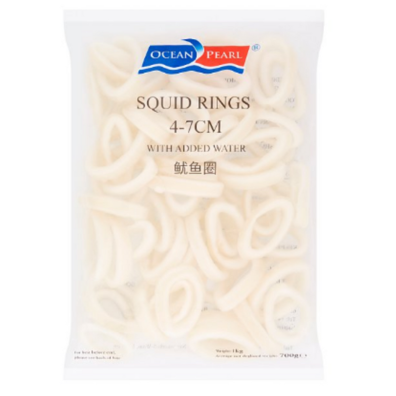 Ocean Pearl Squid Rings 4-7cm with Added Water 700g x 10 Packs | London Grocery