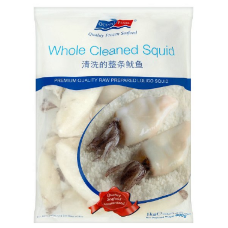 Ocean Pearl 20/40 IQF Whole Cleaned Squid 1kg x 1 Pack | London Grocery