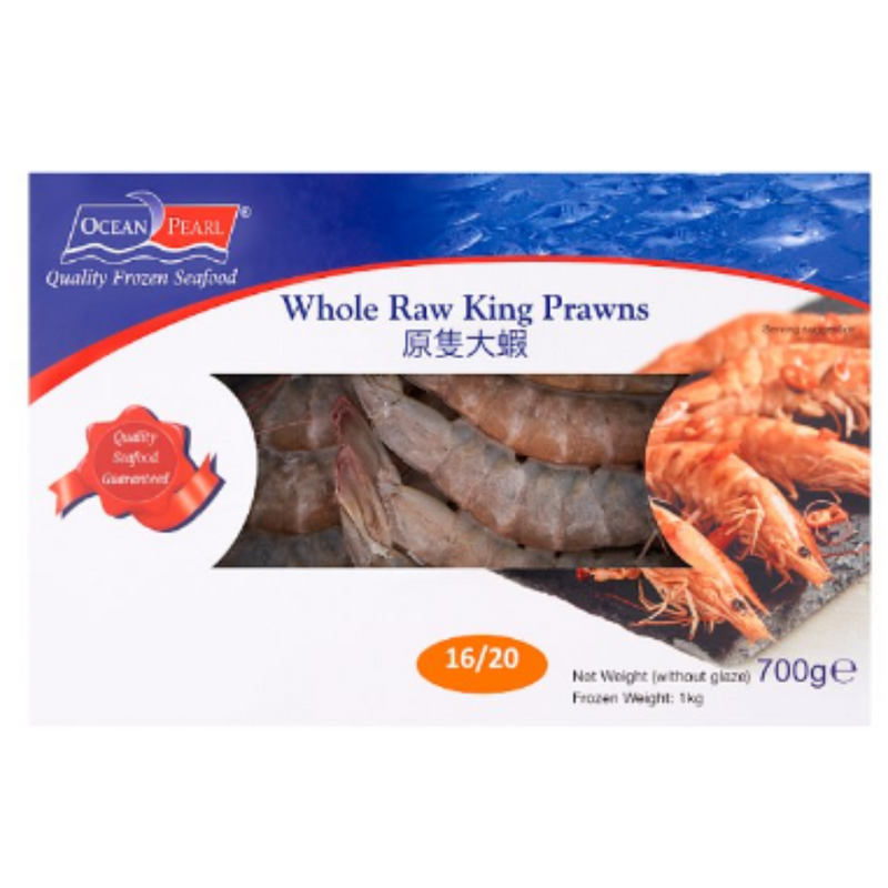 Ocean Pearl 16/20 Whole Raw King Prawns 700g x 10 Packs | London Grocery