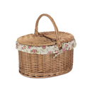 Light Steamed Oval Lidded Hamper With Garden Rose Lining | London Grocery