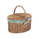 Light Steamed Oval Lidded Hamper With Cream Tartan Lining | London Grocery