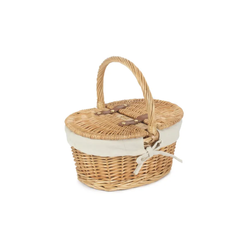 Child's Oval Lined Lidded Hamper With White Lining | London Grocery