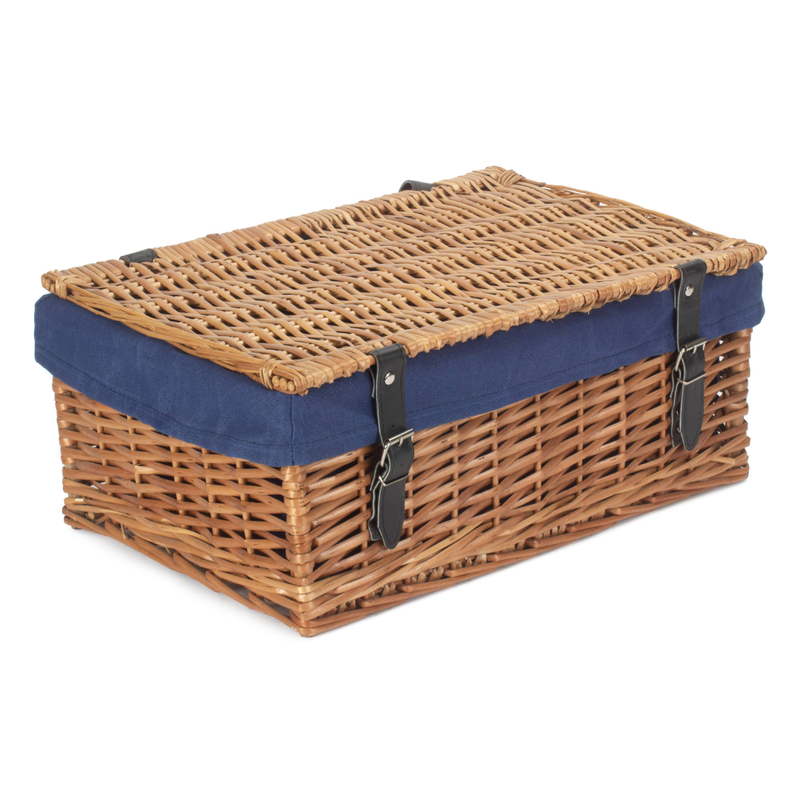 18" Large Packaging Hamper With Navy Blue Lining | London Grocery